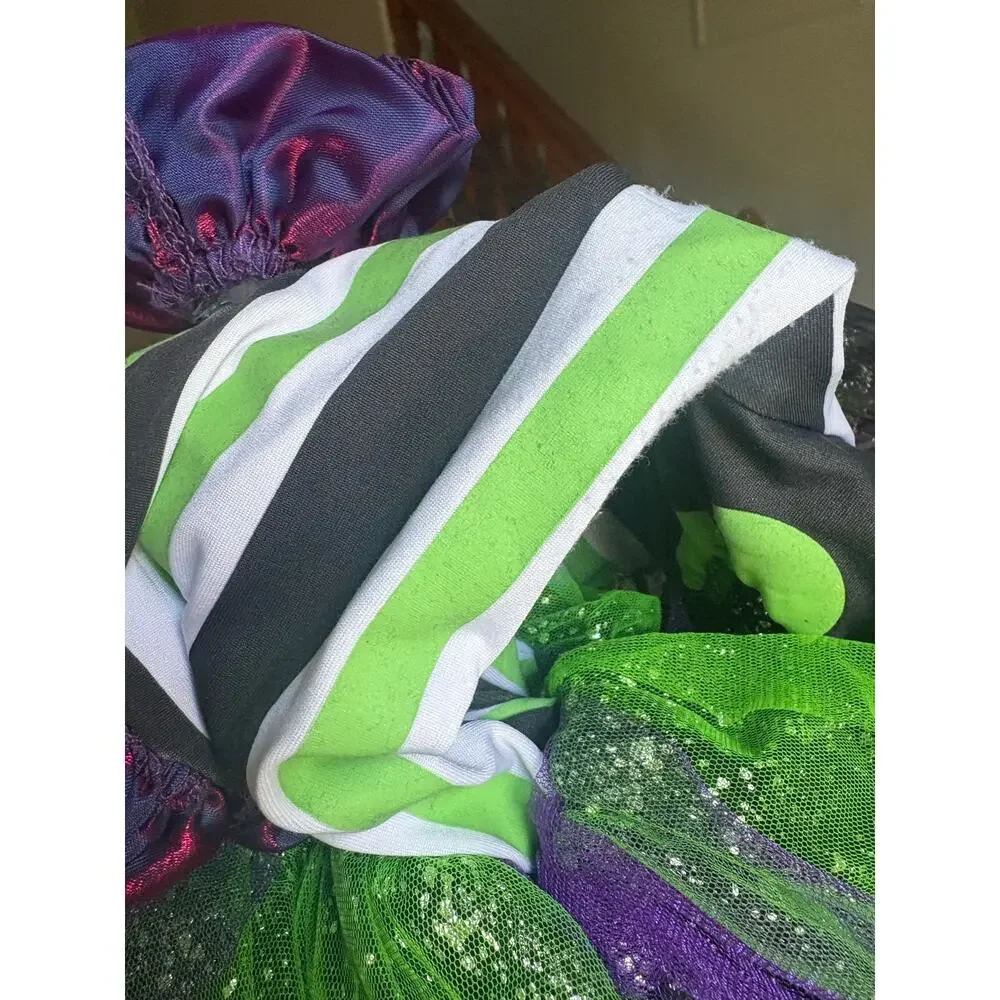 Girls Clown Costume Small Neon Glow In the Dark Halloween Dress Up
